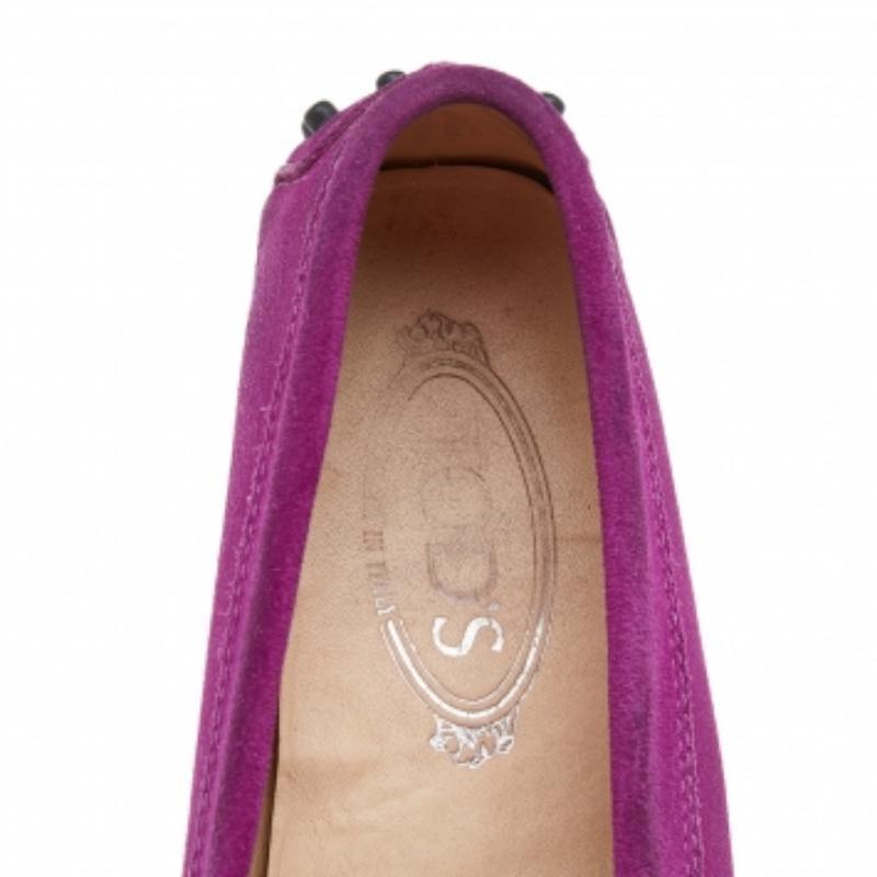 Tod's Purple Suede Penny Slip On Loafers Size 36 Pour femmes en vente
