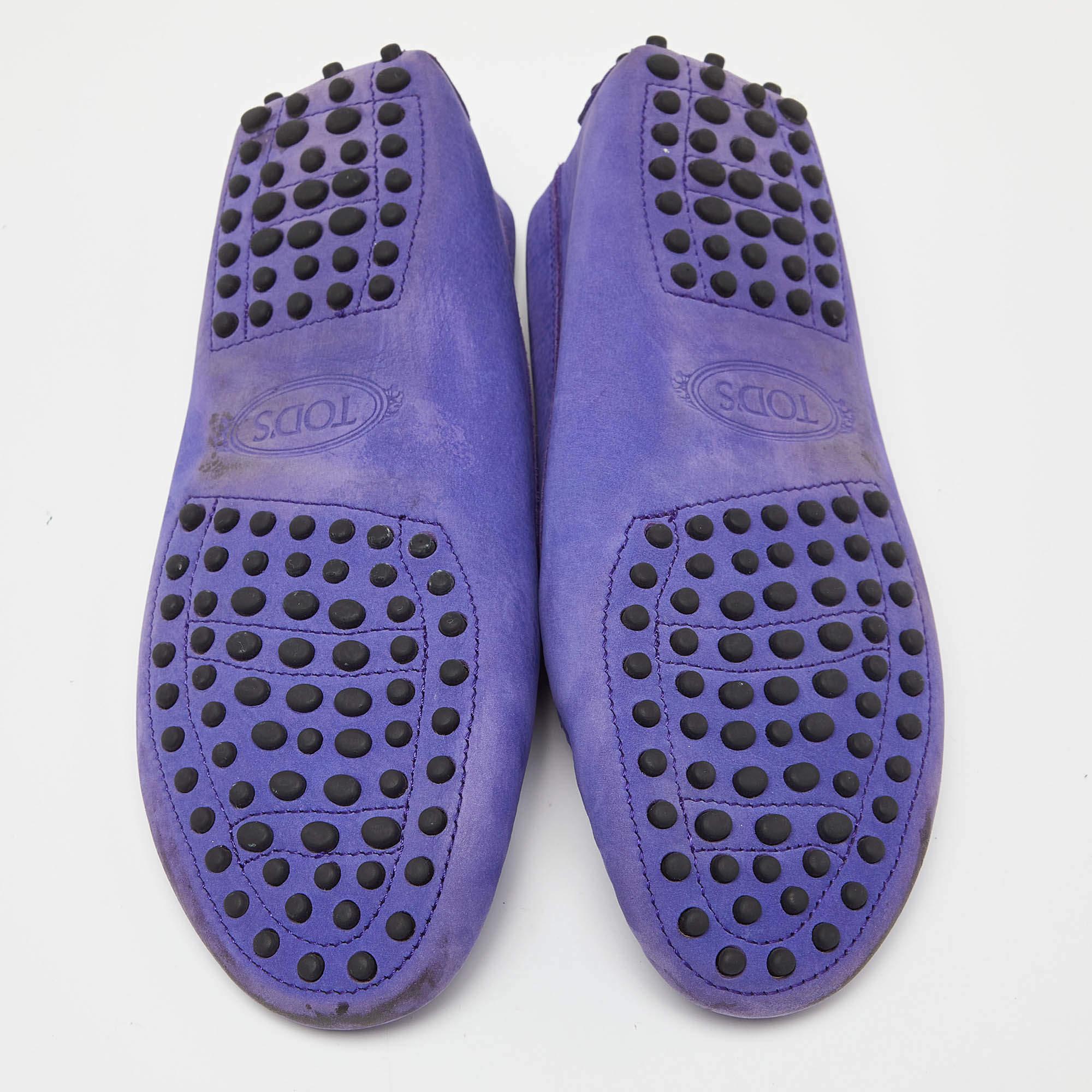 Tod's Purple Suede Penny Slip On Loafers Size 36 For Sale 2