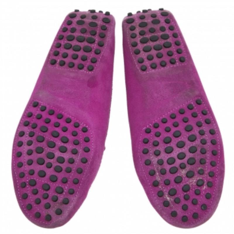 Tod's Purple Suede Penny Slip On Loafers Size 36 en vente 3