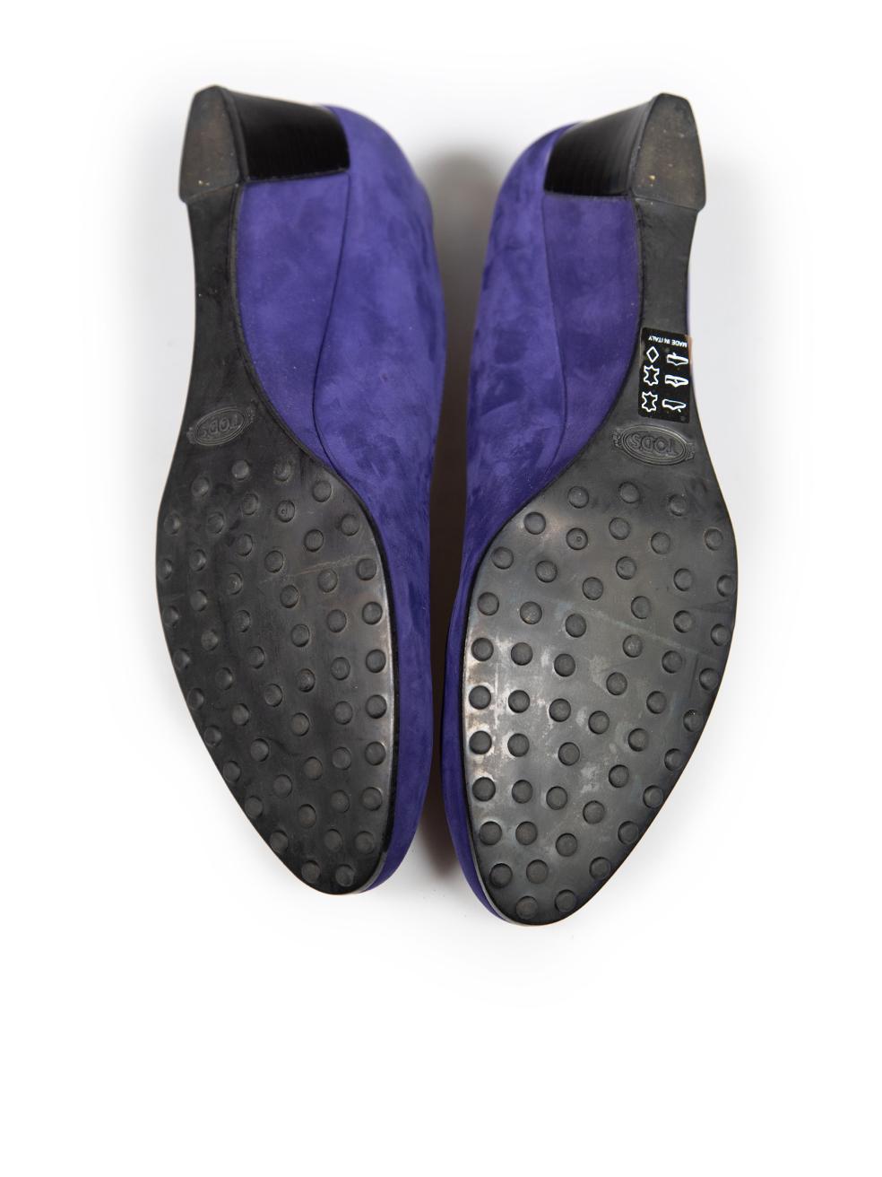Women's Tod's Purple Suede Wedge Heels Size IT 37 For Sale