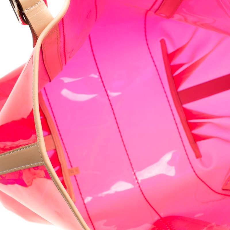 Tod's Red/Beige PVC and Leather Tote 3