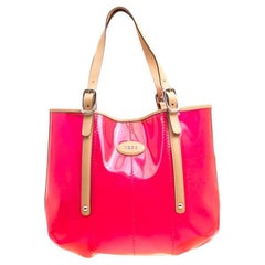 Tod's Red/Beige PVC and Leather Tote