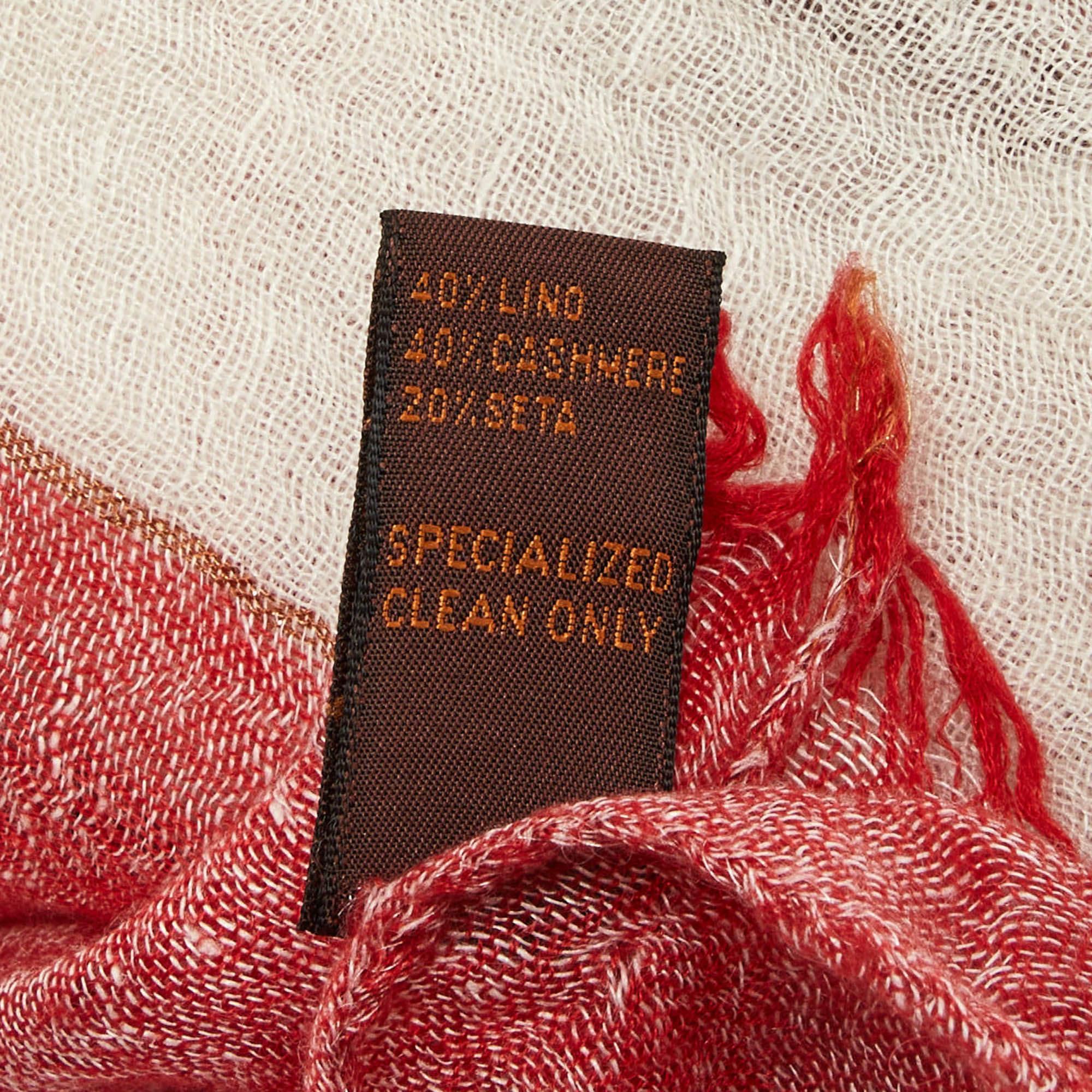 Women's Tod's Red/Cream Striped Linen & Cashmere Scarf For Sale