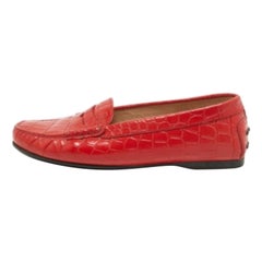 Tod's - Mocassins en cuir rouge gaufré Taille 36