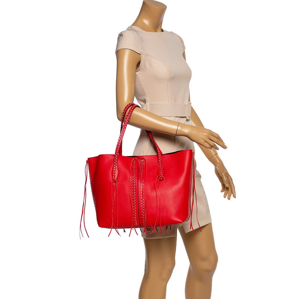 Tod's Red Leather ANJ Rings Shopper Tote For Sale 7
