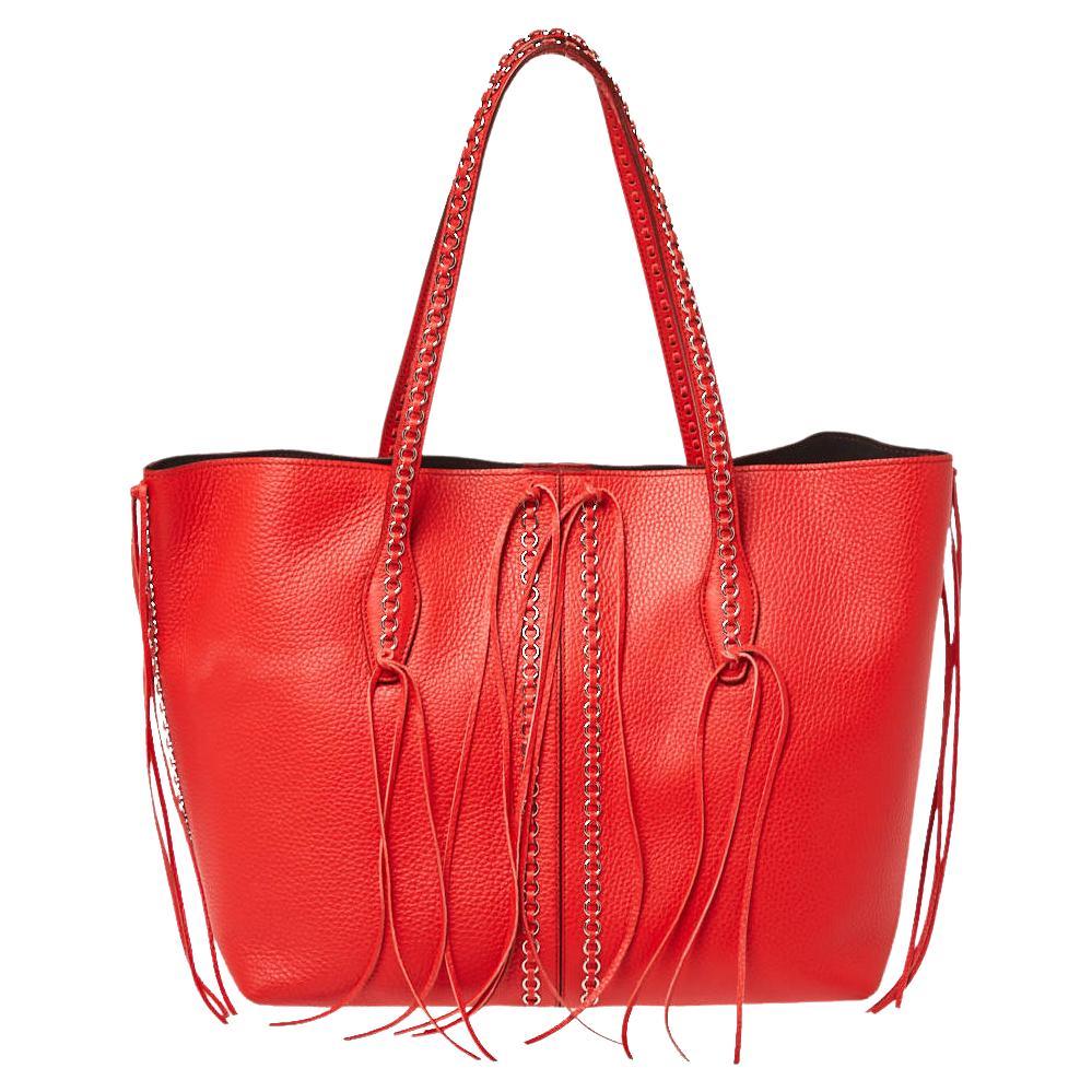 Tod's Red Leather ANJ Rings Shopper Tote For Sale
