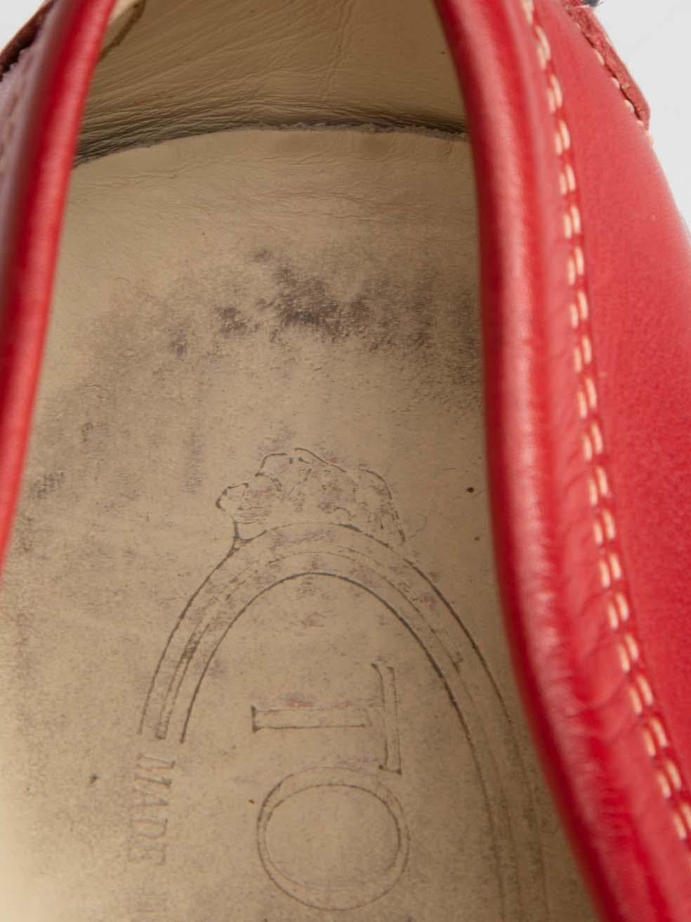 Tod's Red Leather Fringed Driving Moccasins Size IT 38 For Sale 3