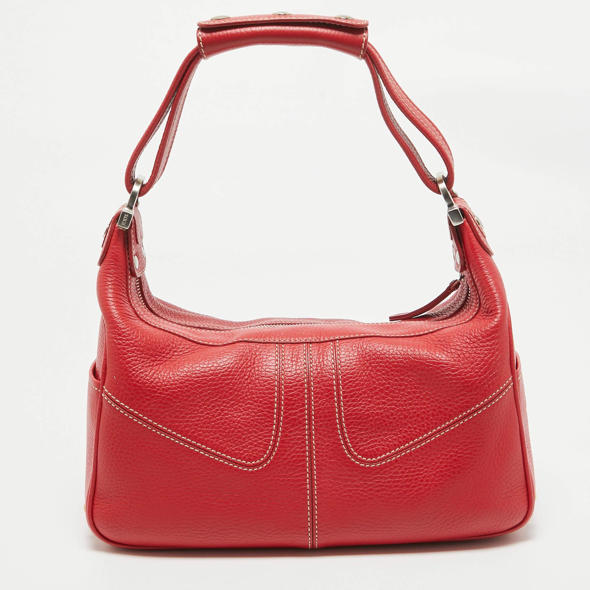 Women's Tod's Red Leather Milky Hobo