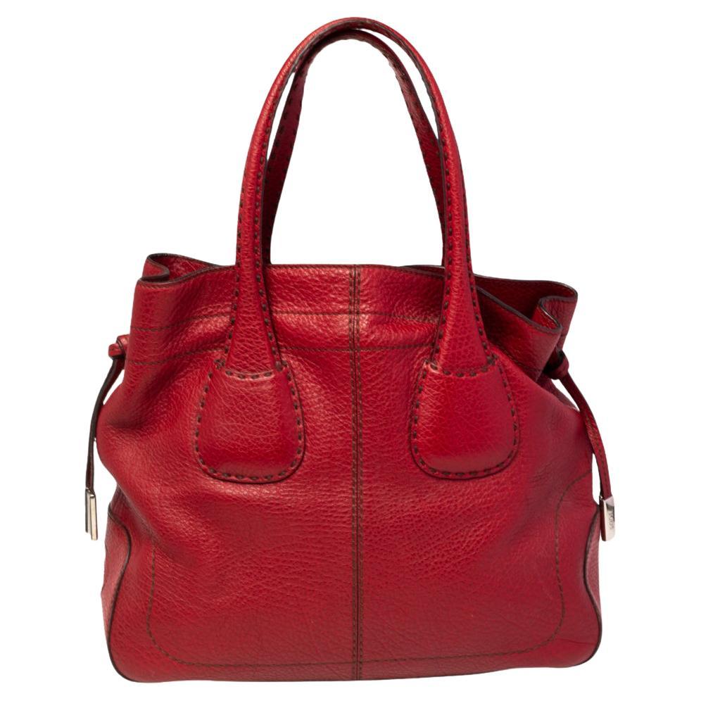 Tod's Red Leather Restyling D Bag Media Tote