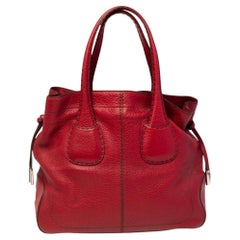 Tod's Red Leather Restyling D Bag Media Tote