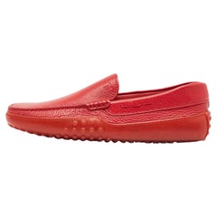 Tod's Red Leather Slip On Loafers Size 41