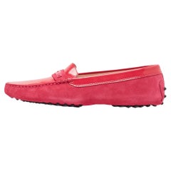 Tod's Red Patent Leather and Suede Gommino Loafers Size 39