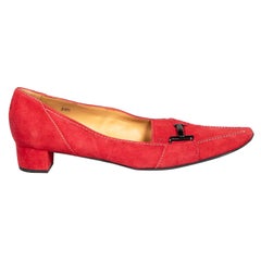 Tod's Red Suede Low Loafers Pumps Size IT 38.5