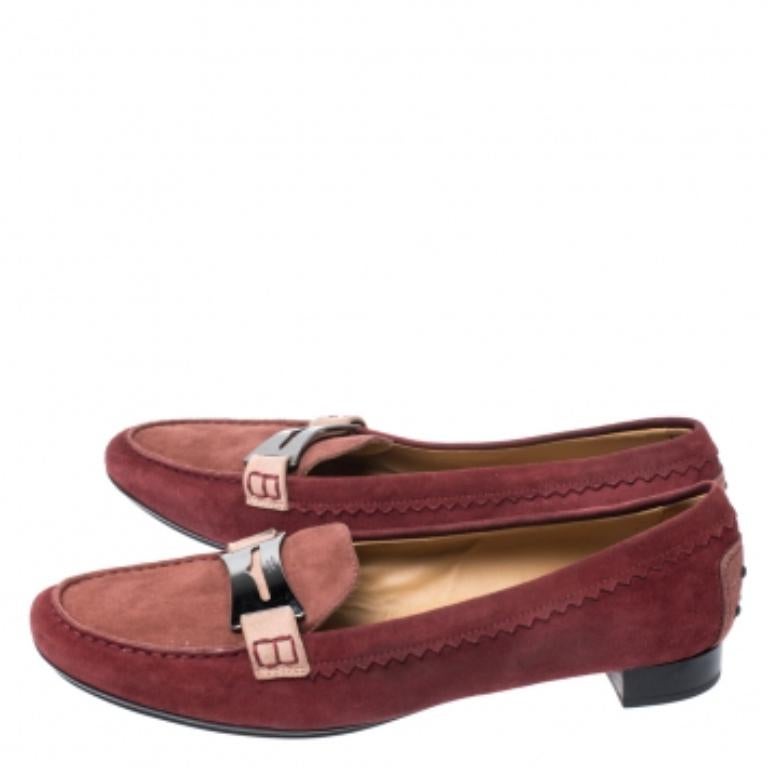 Tod's - Penny Loafers en daim rouge - Taille 40 en vente 2