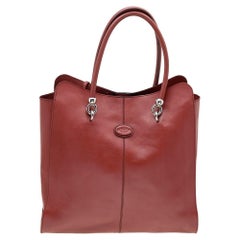 Tod's Rust Red Leather Tote