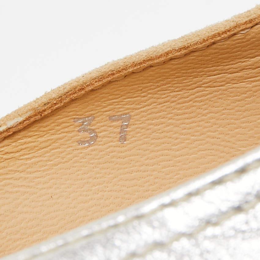 Tod's Silver/Beige Leather and Suede Peep Toe Dosary Pumps Size 37 For Sale 3