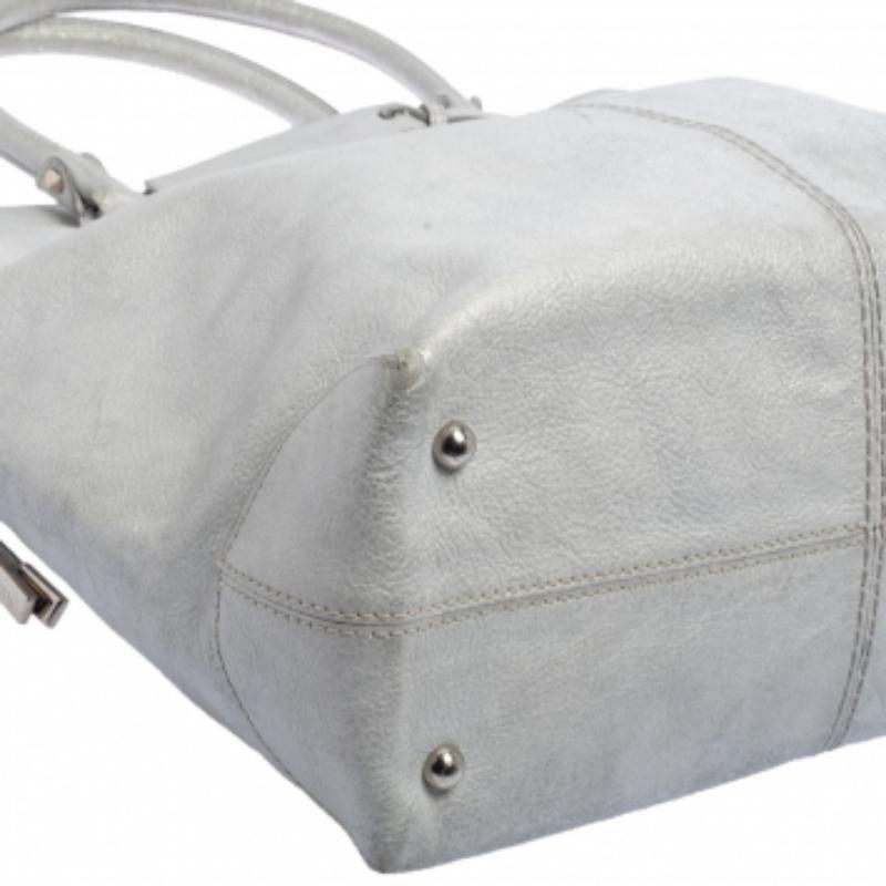 Tod's Silber Leder Restyling D Tasche Media Tote im Angebot 4