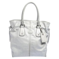 Tod's Silver Leather Restyling D Bag Media Tote