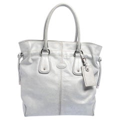 Tod's Silver Leather Restyling D Bag Media Tote