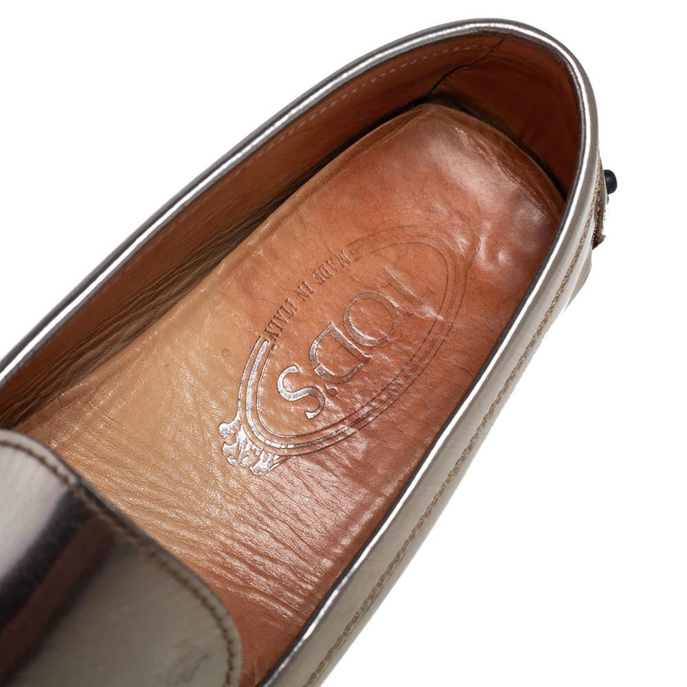 Tod's Silver Patent Leather Slip On Loafers Size 36.5 2