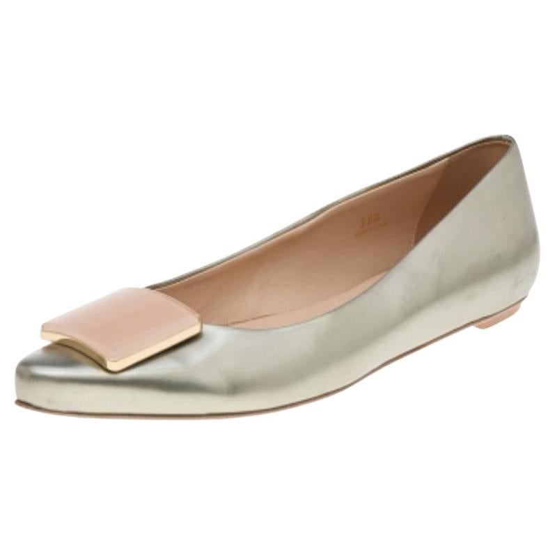 Bailarinas Tod's plateadas/rosadas de charol con detalle de hebilla talla 39,5