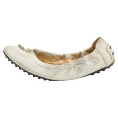 Tod's Ballerine con fiocco in pelle nabuk testurizzata argento Taglia 39,5