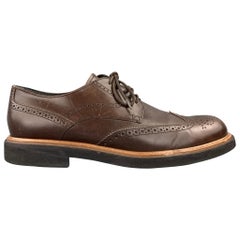 TOD'S Size 10.5 Brown Perforated Wingtip Leather Lace Up Shoes
