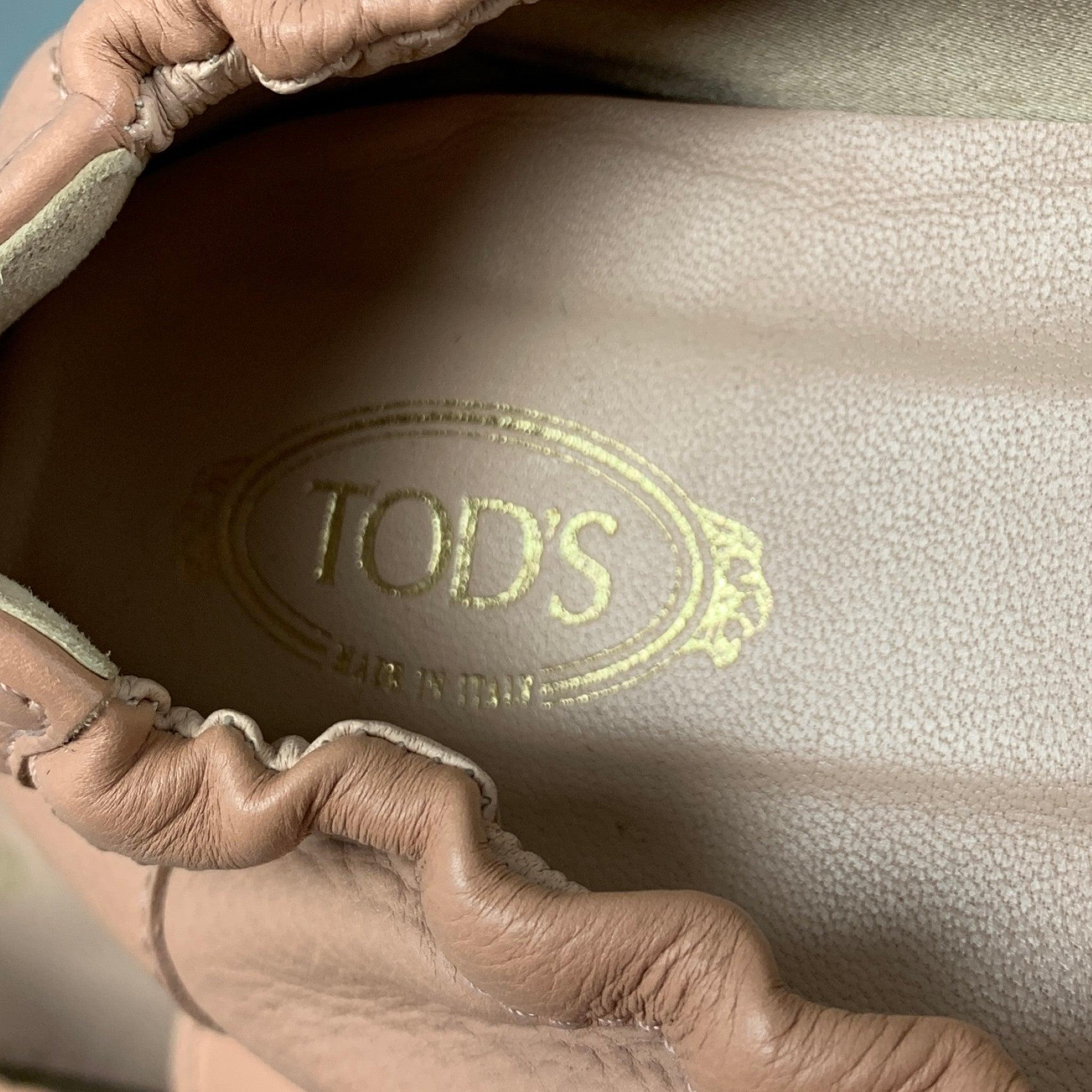 TOD'S Size 11 Beige Leather Flats For Sale 3