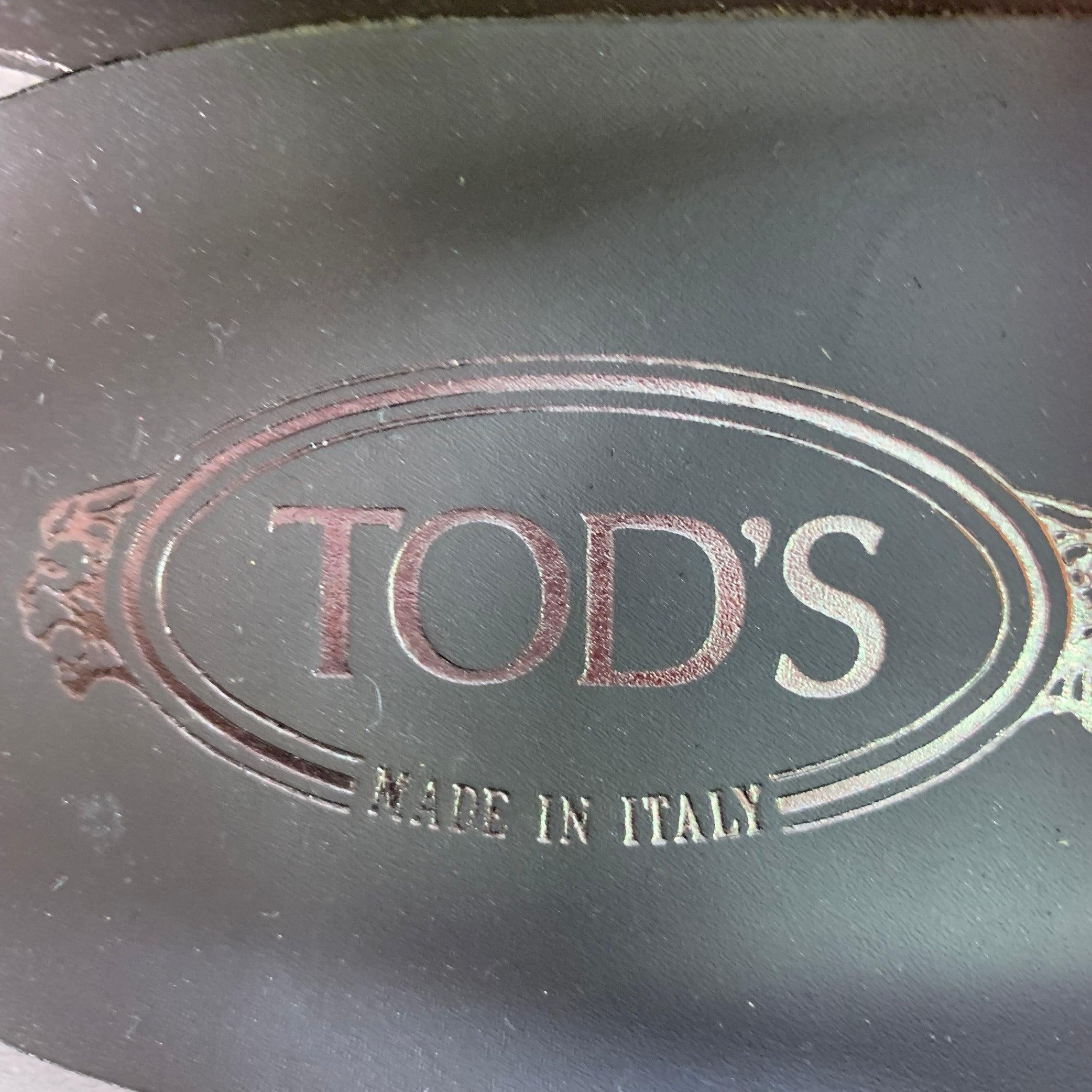 TOD'S Size 11 Dark Brown Suede Penny Loafers For Sale 3