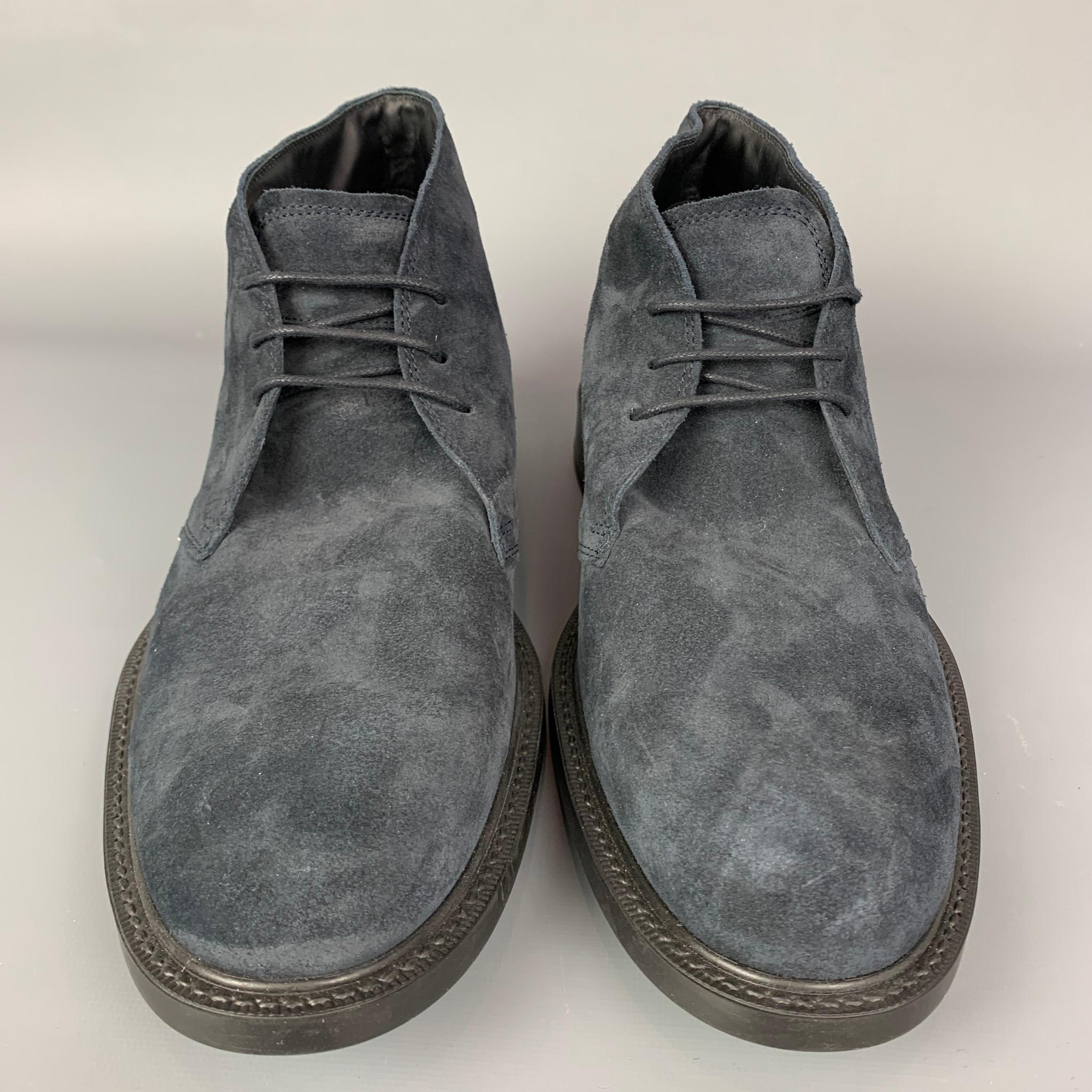 TOD'S Size 11 Navy Leather Lace Up Chukka Boots In Good Condition In San Francisco, CA