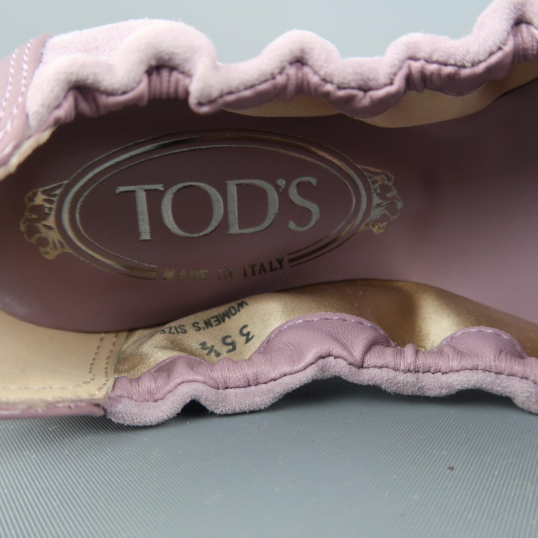 TOD'S Size 4 Lavender Purple Suede Driver Sole Loafer Flats 1