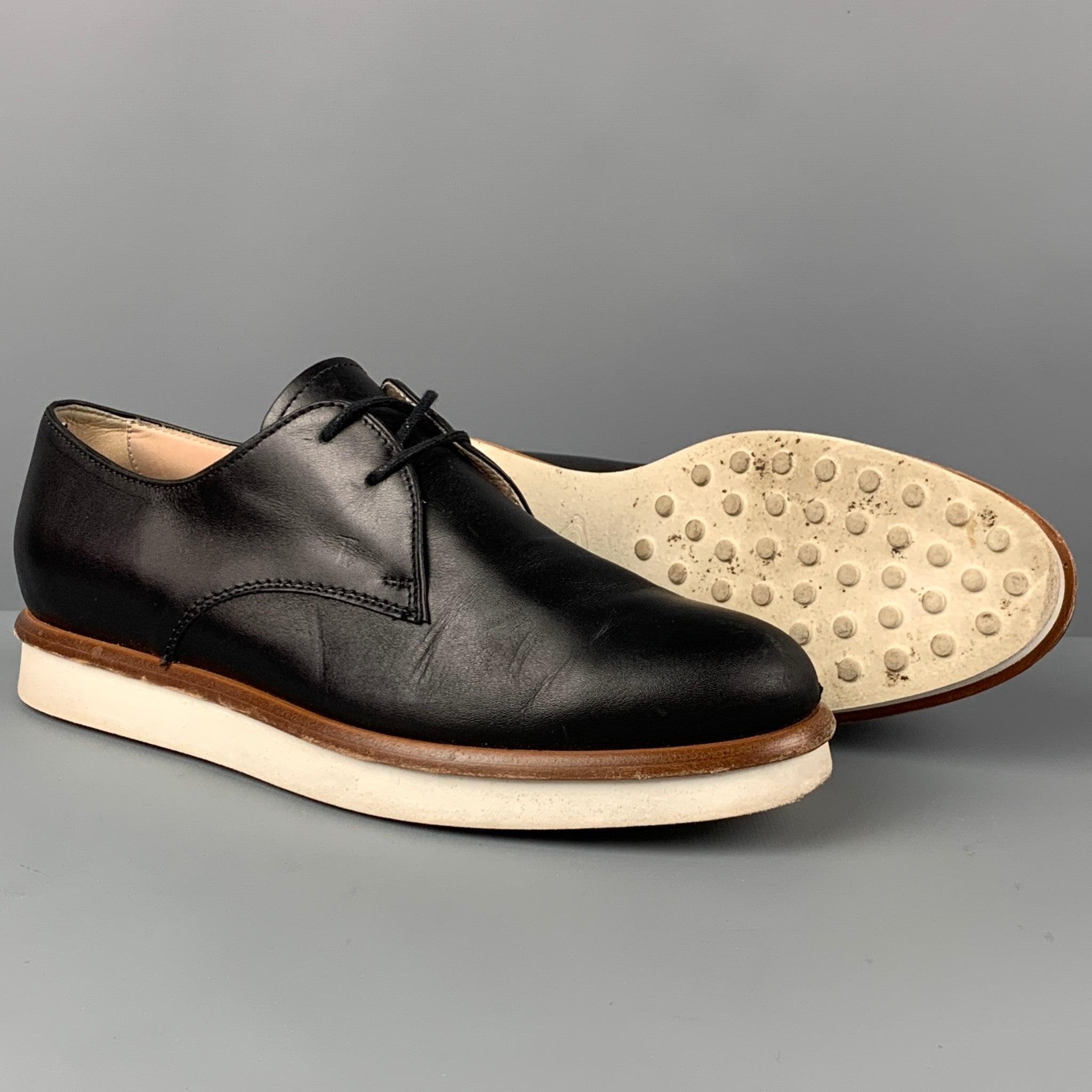 TOD'S Taille 6.5 Chaussures à lacets en cuir noir Bon état - En vente à San Francisco, CA