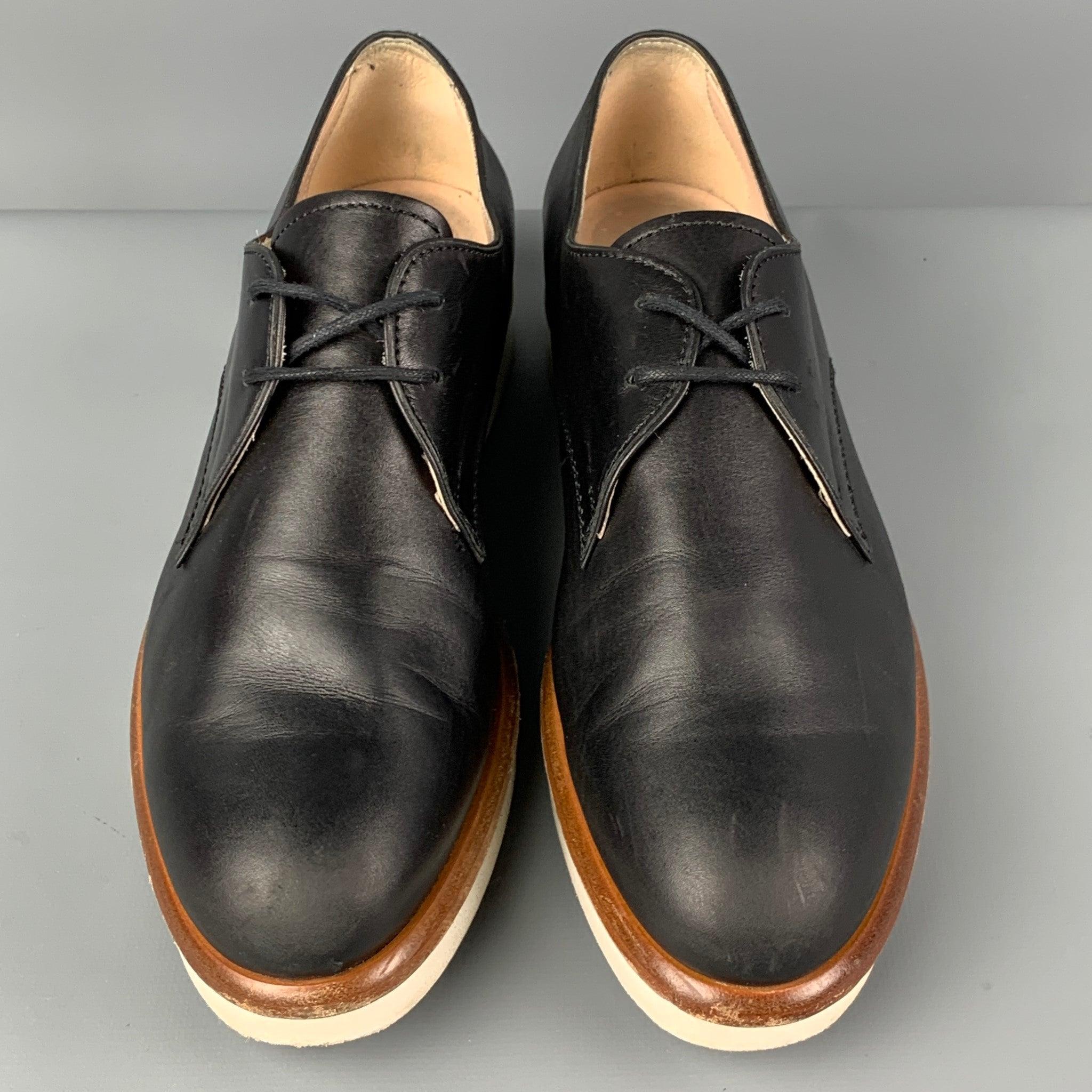 TOD'S Taille 6.5 Chaussures à lacets en cuir noir Pour femmes en vente