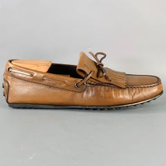 TOD'S Size 8.5 Brown Leather Moccasin Fringed Drivers Loafers