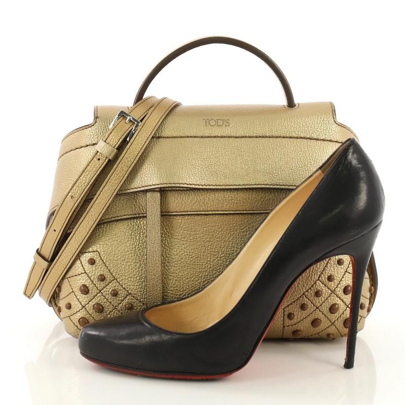 Brown Tod's Studded Convertible Wave Bag Leather Mini