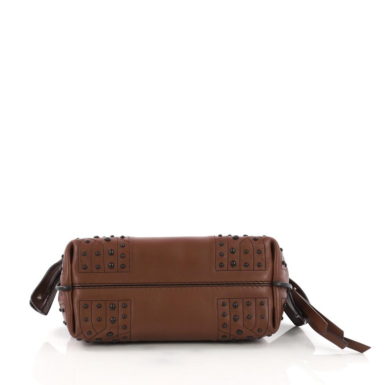 Tod\'s Brown Leather Mini Wave Top Handle Studs Backpack Crossbody Handbag Purse Tod main image 4