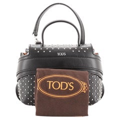 Vintage Tod's Studded Wave Charm Bag Leather Black