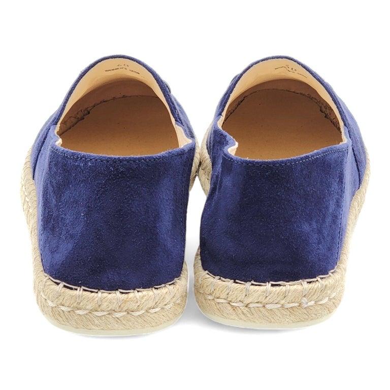 Tod's Suede Whipstitched Espadrilles Navy For Sale at 1stDibs