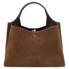 Tod's Suede with Removable T Pendant Shoulder Bag — Brown