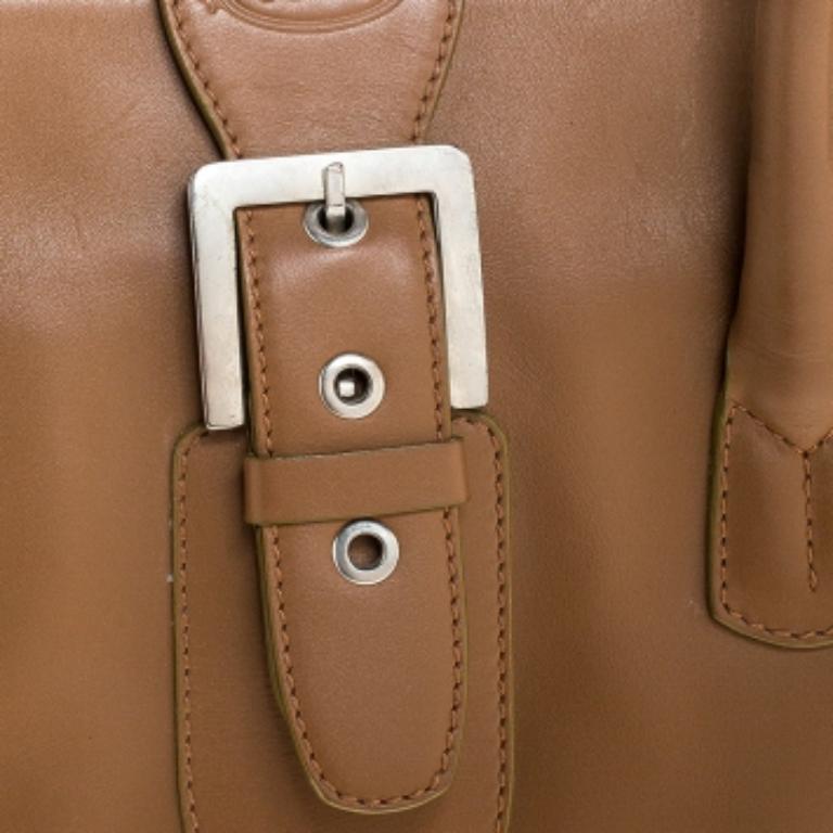 Tod's Tan Leather Buckle Satchel in vendita 4