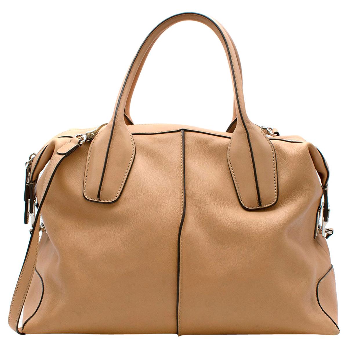 Tods Tan Leather D-Styling Tote Bag   For Sale