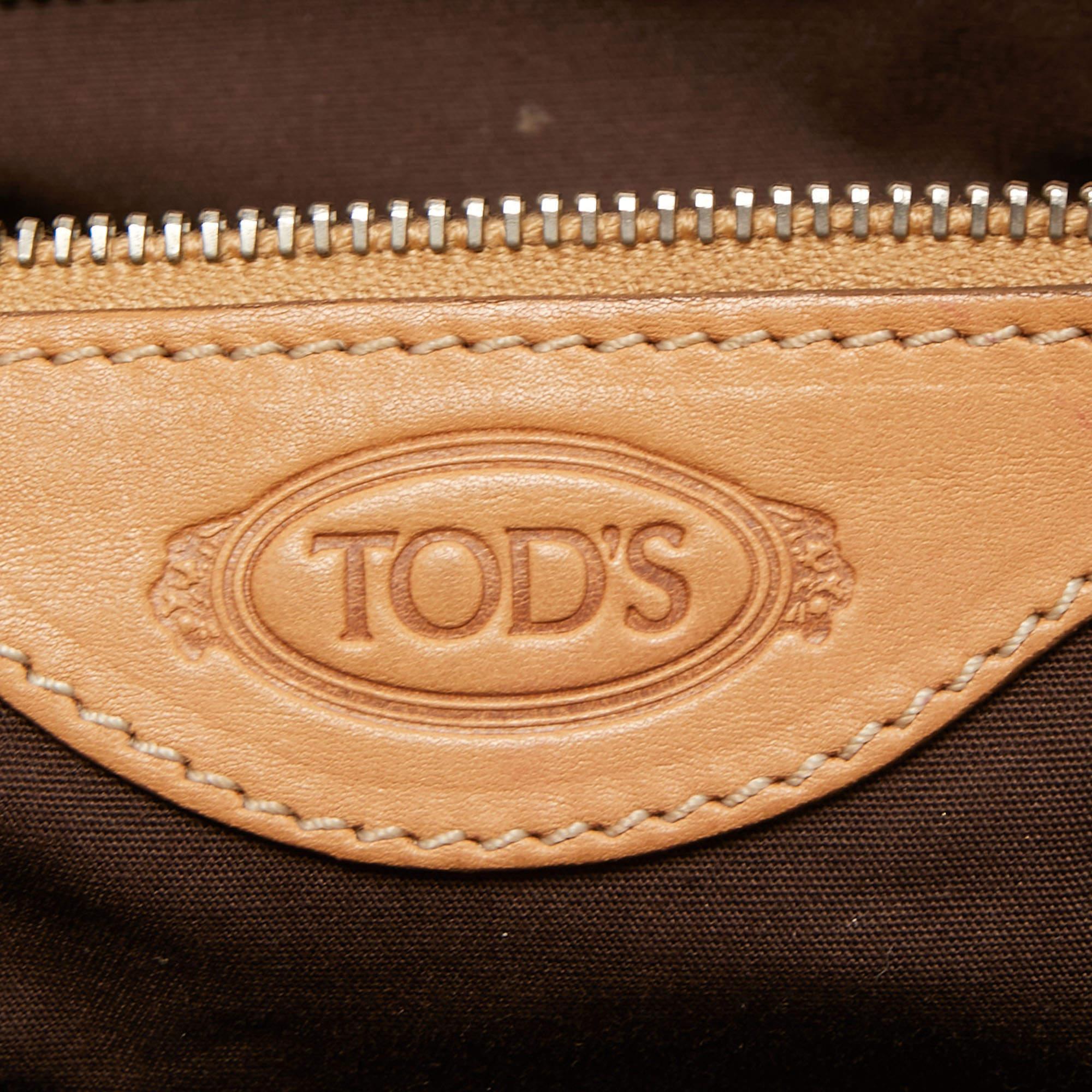 Tod's Tan Leather Logo Top Zip Satchel 11