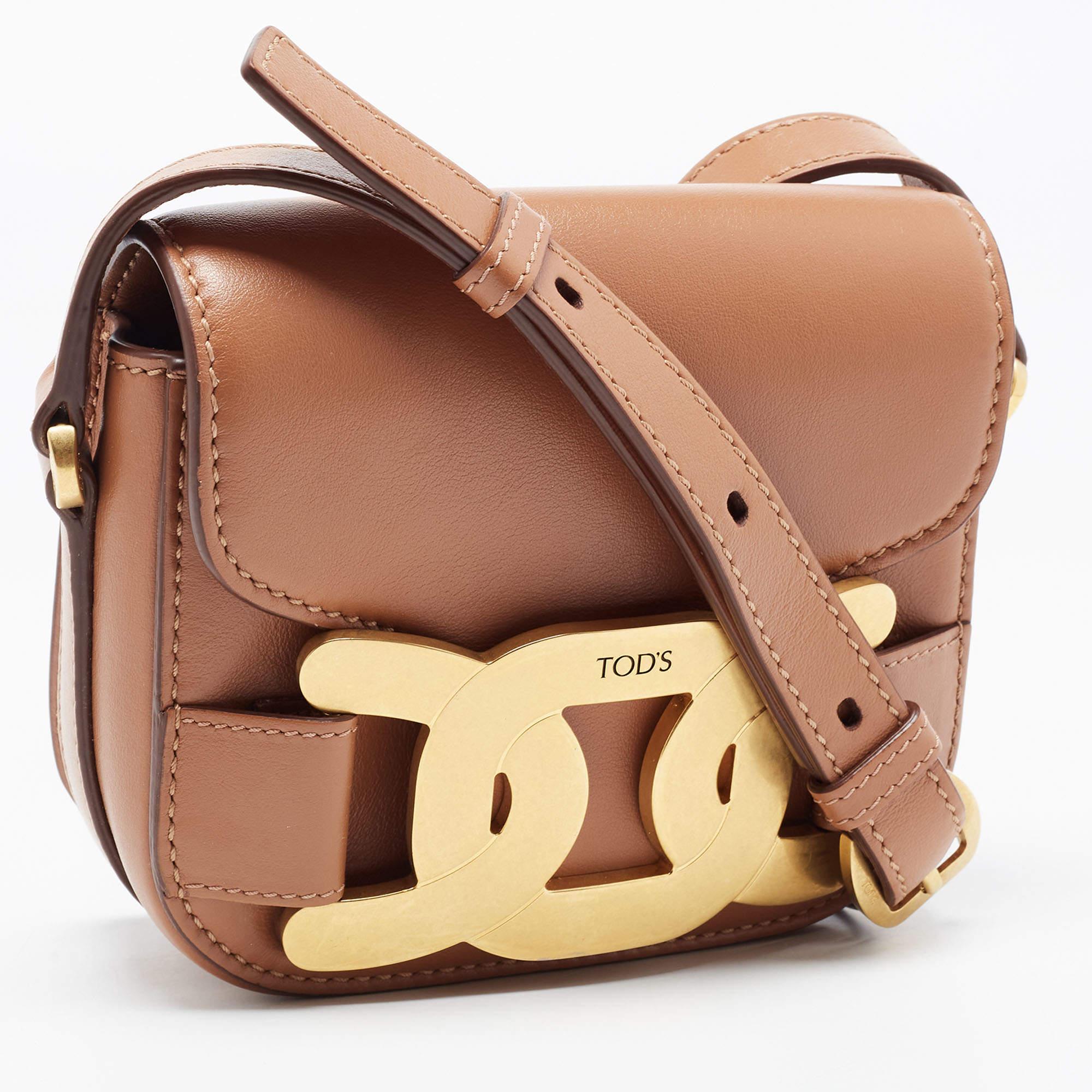Brown Tod's Tan Leather Mini kate Crossbody Bag