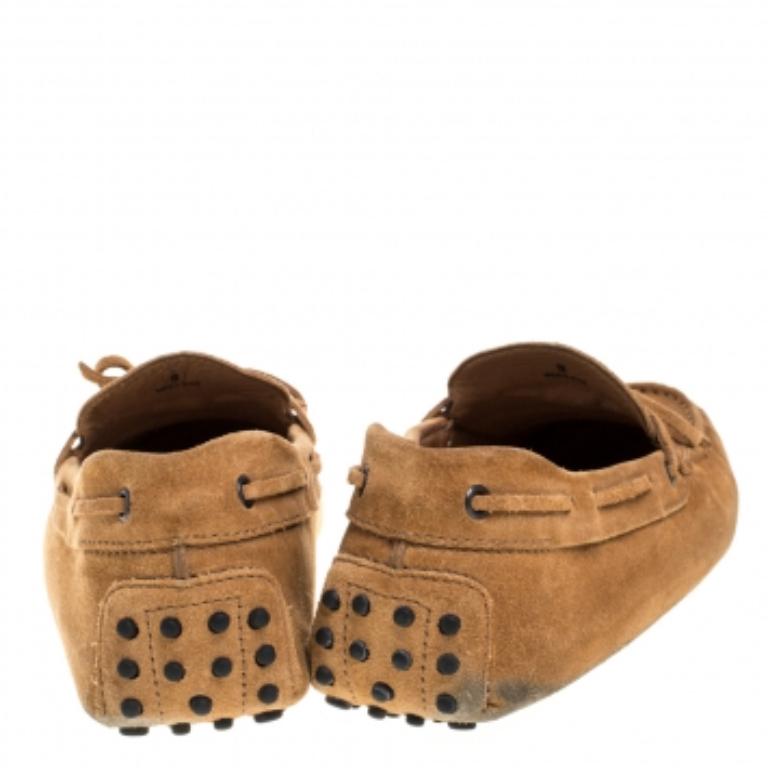 Brown Tod's Tan Suede Gommino Driving Slip On Loafers Size 43 For Sale