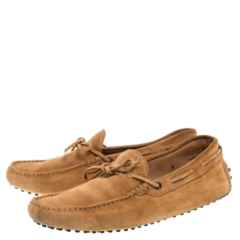 Tod's Tan Suede Gommino Driving Slip On Loafers Size 43 For Sale 2