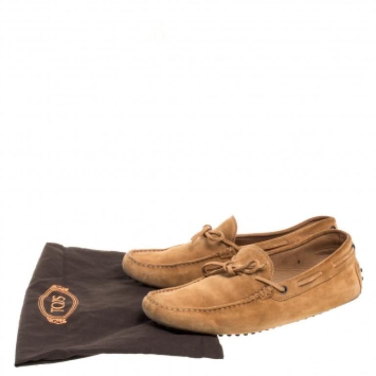 Tod's Tan Suede Gommino Driving Slip On Loafers Size 43 For Sale 3