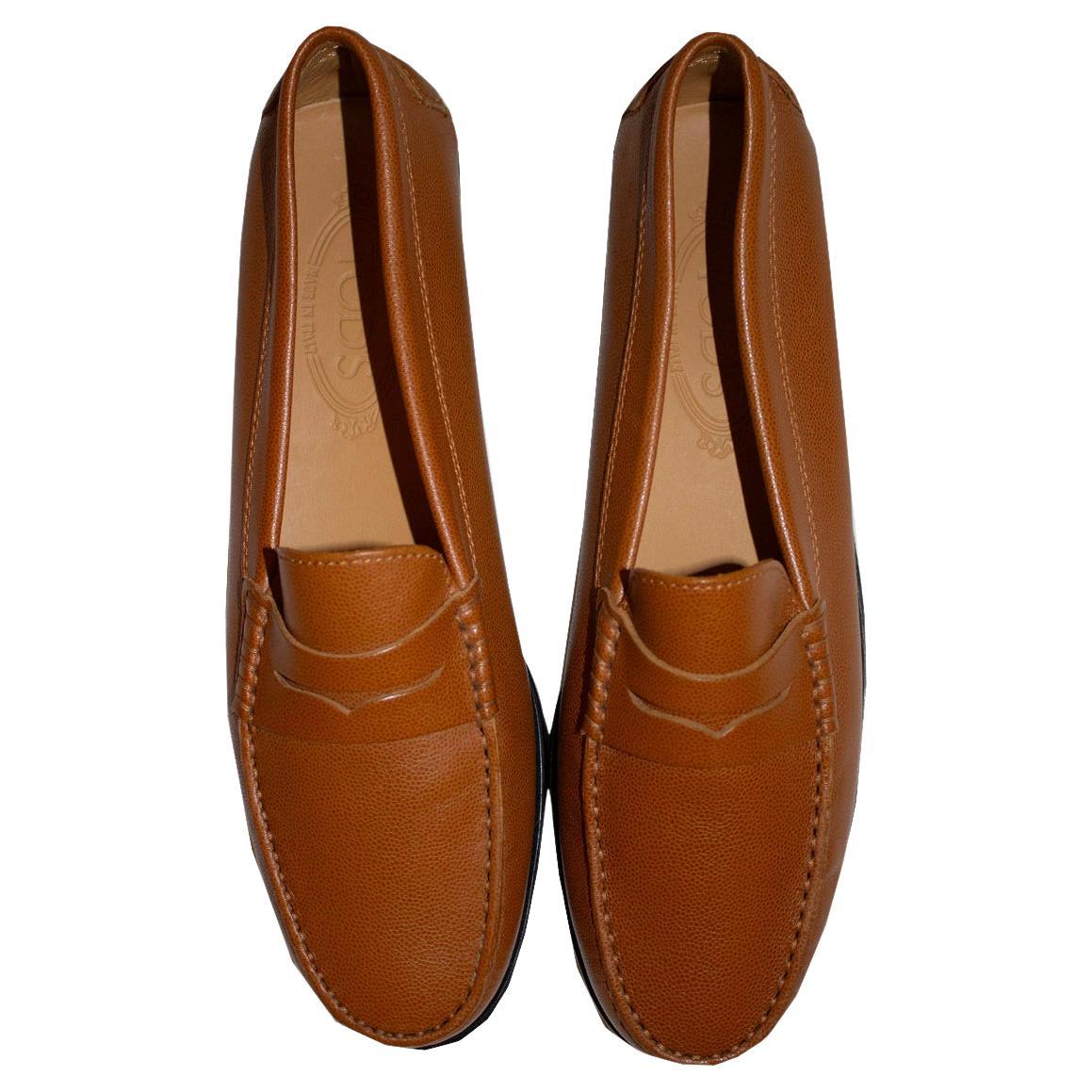 Tods Tane Leather Penny Loafers For Sale
