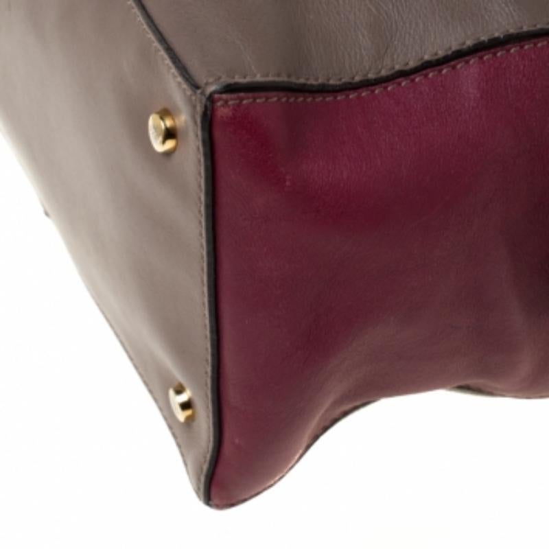 Tod's Taupe/Burgundy Pelle D & A Style Medium Tote in vendita 6