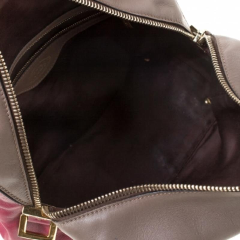 Tod's Taupe/Burgundy Pelle D & A Style Medium Tote in vendita 1