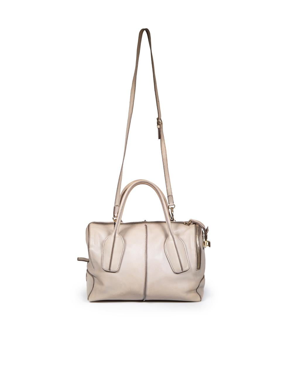 Beige Tod's Taupe Leather D-Styling Tote